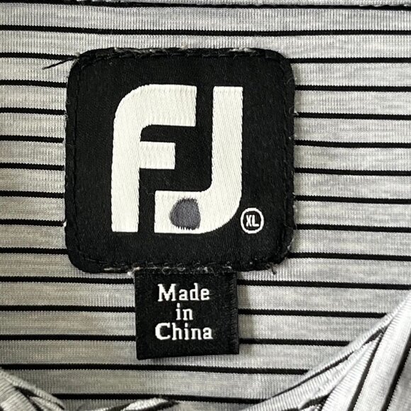 Foot Joy Men's Polo Size XL Grey Black Stripe Logo Short Sleeve - Picture 8 of 9